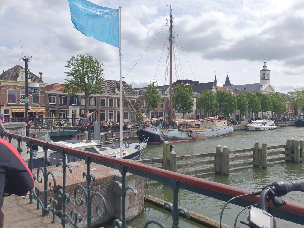 Waiting for yachts passing a drawbridge